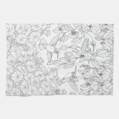 Hummingvogels en Flowers Adult Coloring Page Theedoek (Horizontaal)