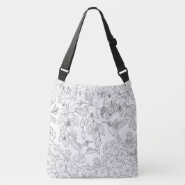 Hummingvogels en Flowers Adult Coloring Page Tote Bag