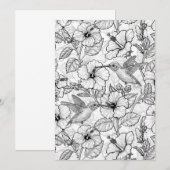 Hummingvogels en hibiscus bloemen b&w (Voorkant / Achterkant)