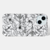 Hummingvogels en hibiscus bloemen b&w Case-Mate iPhone case (Achterkant (horizontaal))
