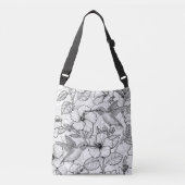 Hummingvogels en hibiscus bloemen b&w crossbody tas (Voorkant)