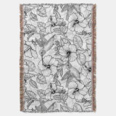 Hummingvogels en hibiscus bloemen b&w deken (Voorkant Verticaal)