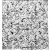 Hummingvogels en hibiscus bloemen b&w douchegordijn (Voorkant)