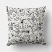 Hummingvogels en hibiscus bloemen b&w kussen (Achterkant)