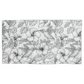 Hummingvogels en hibiscus bloemen b&w kussensloop (Voorkant-Links)
