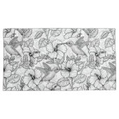 Hummingvogels en hibiscus bloemen b&w kussensloop (Voorkant-Rechts)