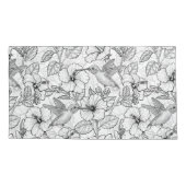 Hummingvogels en hibiscus bloemen b&w kussensloop (Achterkant-Links)