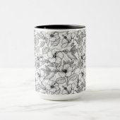 Hummingvogels en hibiscus bloemen b&w mok (Midden)
