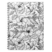 Hummingvogels en hibiscus bloemen b&w notitieboek (Voorkant)