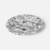 Hummingvogels en hibiscus bloemen b&w papieren bordje (Gekanteld)