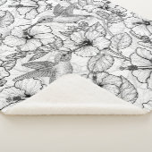 Hummingvogels en hibiscus bloemen b&w sherpa deken (3/4)