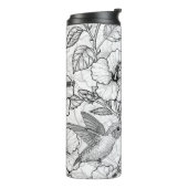 Hummingvogels en hibiscus bloemen b&w thermosbeker (Gedraaid links)