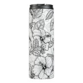 Hummingvogels en hibiscus bloemen b&w thermosbeker (Achterkant)