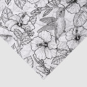 Hummingvogels en hibiscus bloemen b&w tissuepapier (Detail)