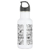 Hummingvogels en hibiscus bloemen b&w waterfles (Achterkant)