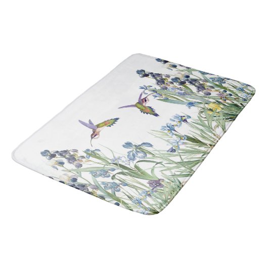 Hummingvogels en Iris Floral Flowers Garden Bath M Badmat (Gekanteld)