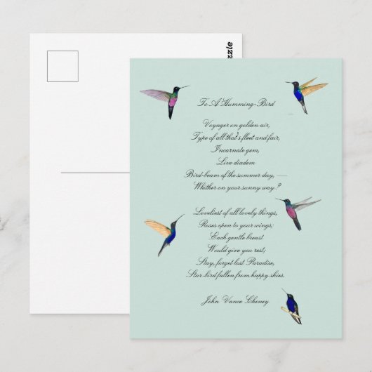 Hummingvogels en John Vance Cheney Quote Briefkaart (Voorkant / Achterkant)