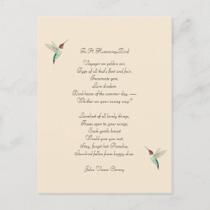 Hummingvogels en John Vance Cheney Quote Briefkaart