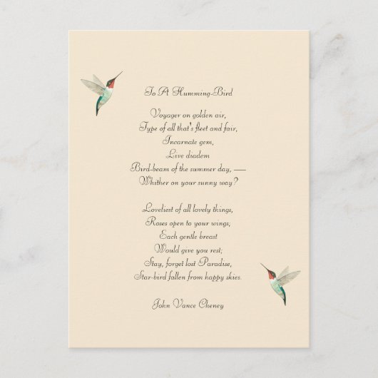 Hummingvogels en John Vance Cheney Quote Briefkaart (Voorkant)