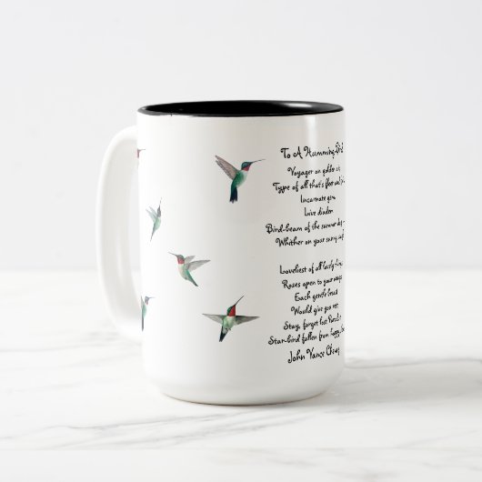 Hummingvogels en John Vance Cheney Quote Tweekleurige Koffiemok (Voorkant links)