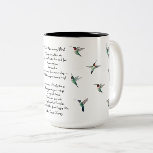 Hummingvogels en John Vance Cheney Quote Tweekleurige Koffiemok (Voorkant rechts)
