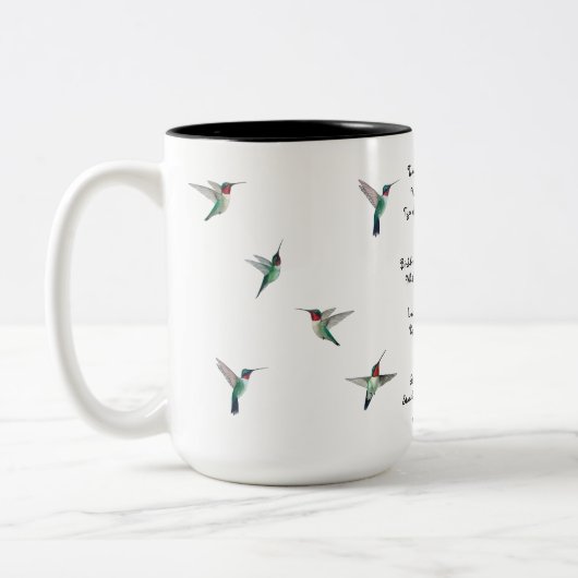 Hummingvogels en John Vance Cheney Quote Tweekleurige Koffiemok (Links)