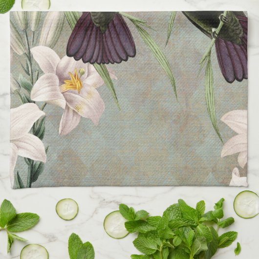 Hummingvogels en Lilies Theedoek (Gevouwen)