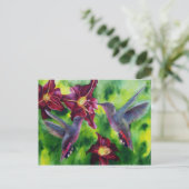 Hummingvogels en Lillies Post Card Briefkaart (Staand voorkant)