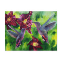 Hummingvogels en Lillies Post Card