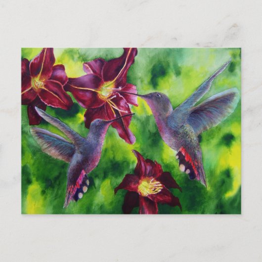 Hummingvogels en Lillies Post Card Briefkaart (Voorkant)