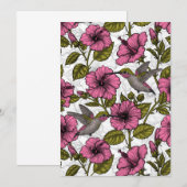 Hummingvogels en roze hibiscus bloemen (Voorkant / Achterkant)