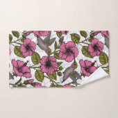 Hummingvogels en roze hibiscus bloemen bad handdoek (Handdoek)