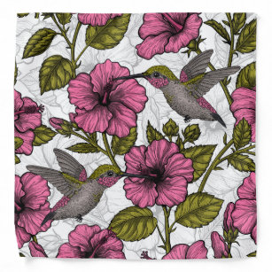 Hummingvogels en roze hibiscus bloemen bandana