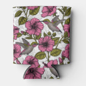 Hummingvogels en roze hibiscus bloemen blikjeskoeler (Voorkant)
