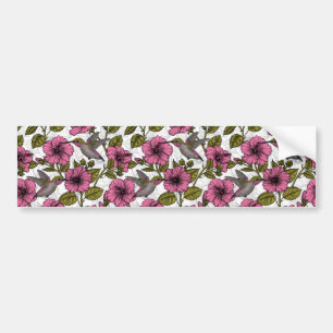 Hummingvogels en roze hibiscus bloemen bumpersticker