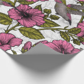 Hummingvogels en roze hibiscus bloemen cadeaupapier (Hoek)