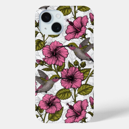 Hummingvogels en roze hibiscus bloemen Case-Mate iPhone case (Achterkant)
