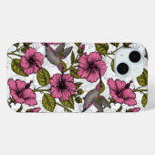 Hummingvogels en roze hibiscus bloemen Case-Mate iPhone case (Achterkant (horizontaal))