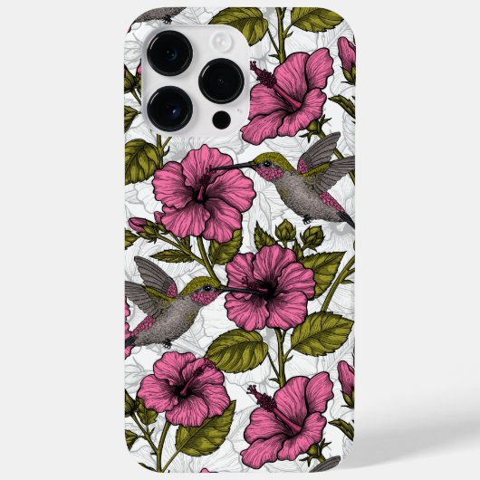 Hummingvogels en roze hibiscus bloemen Case-Mate iPhone case (Achterkant)