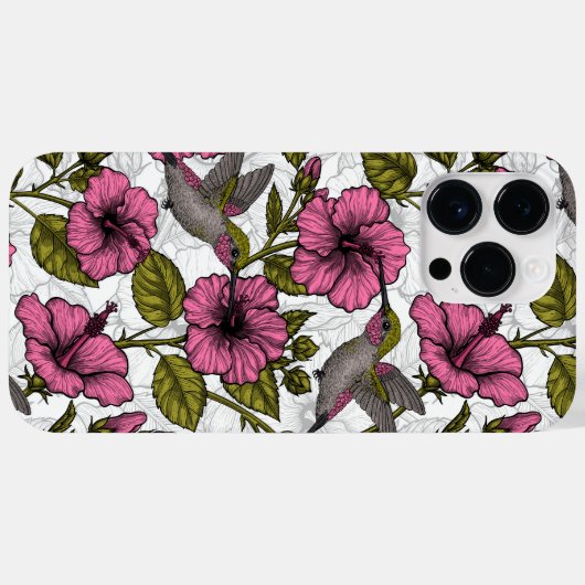 Hummingvogels en roze hibiscus bloemen Case-Mate iPhone case (Achterkant (horizontaal))