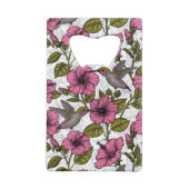 Hummingvogels en roze hibiscus bloemen creditkaart flessenopener (Achterkant)