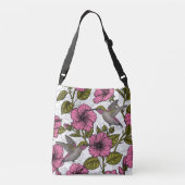Hummingvogels en roze hibiscus bloemen crossbody tas (Achterkant)