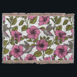 Hummingvogels en roze hibiscus bloemen deken<br><div class="desc">Naadloos patroon met handgetekende kolibries en hibiscus bloemen</div>