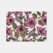 Hummingvogels en roze hibiscus bloemen fleece deken (Voorkant (Horizontaal))