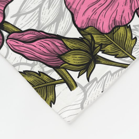 Hummingvogels en roze hibiscus bloemen fleece deken (Hoek)