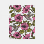 Hummingvogels en roze hibiscus bloemen fleece deken (Voorkant)