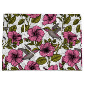 Hummingvogels en roze hibiscus bloemen groot cadeauzakje (Voorkant)
