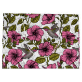 Hummingvogels en roze hibiscus bloemen groot cadeauzakje (Achterkant)