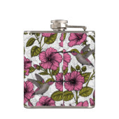 Hummingvogels en roze hibiscus bloemen heupfles (Achterkant)