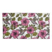 Hummingvogels en roze hibiscus bloemen kussensloop (Achterkant-Rechts)